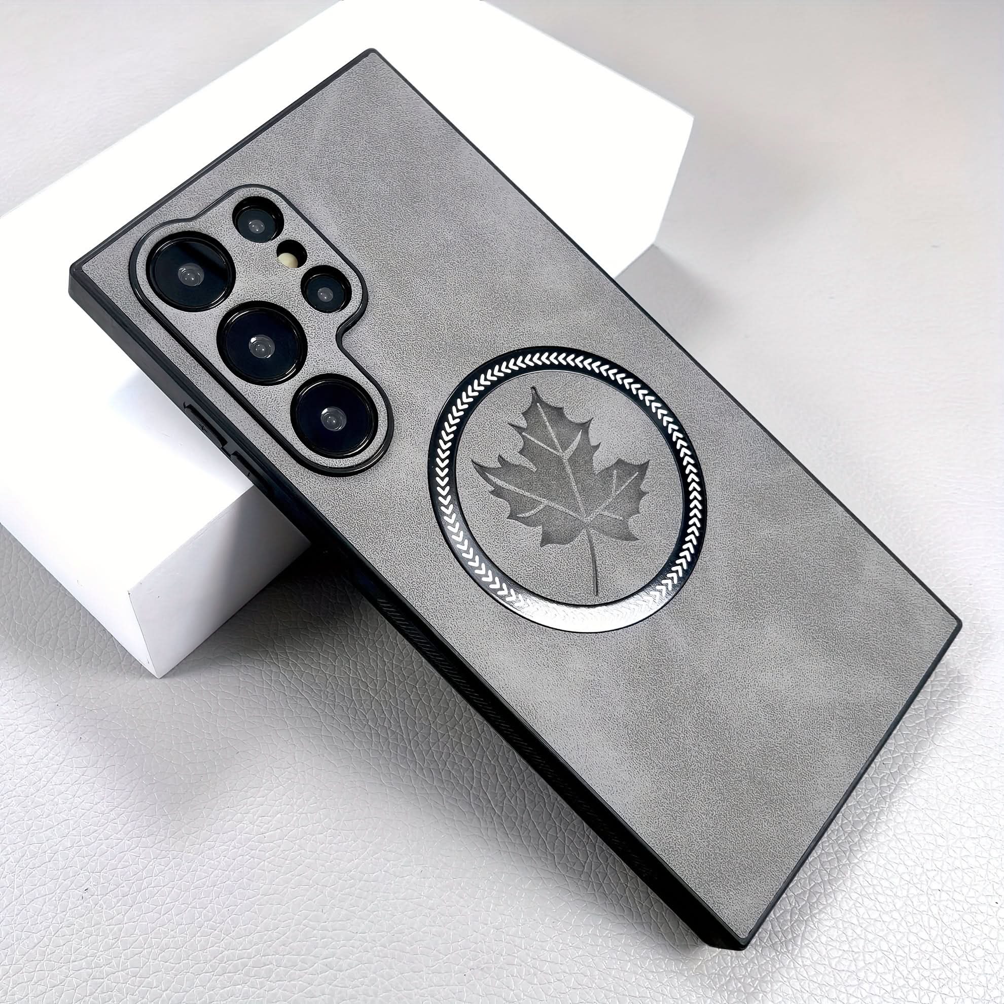 Retro Faux Leather Samsung Case with MagSafe