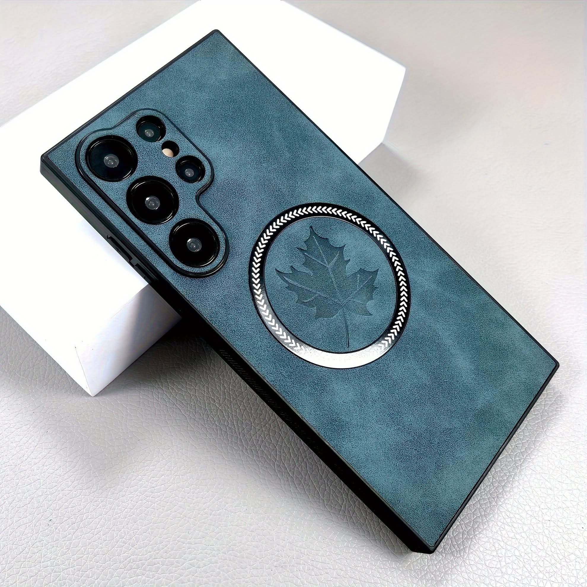 Retro Faux Leather Samsung Case with MagSafe